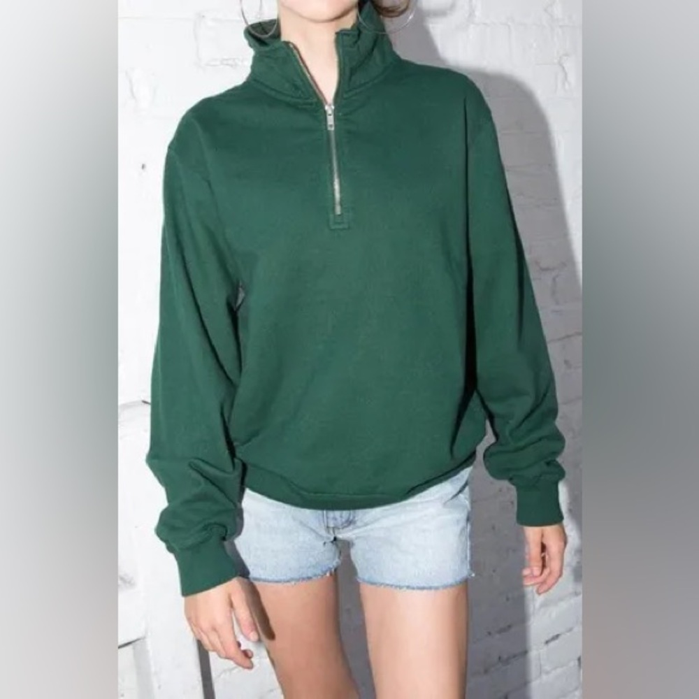 Brandy Melville Green Quarter Zip up Sweatshirt